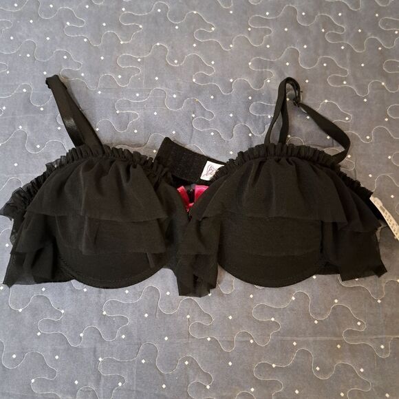Charolott Russe black tutu ruffled bra size 36C NWT - Picture 1 of 4
